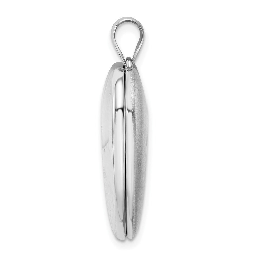 Sterling Silver Rhodium-plated 24mm Plain Ash Holder Heart Locket Pendant