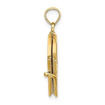 14k Yellow Gold Enameled 3D Moveable MY LOVE STORY Book Pendant
