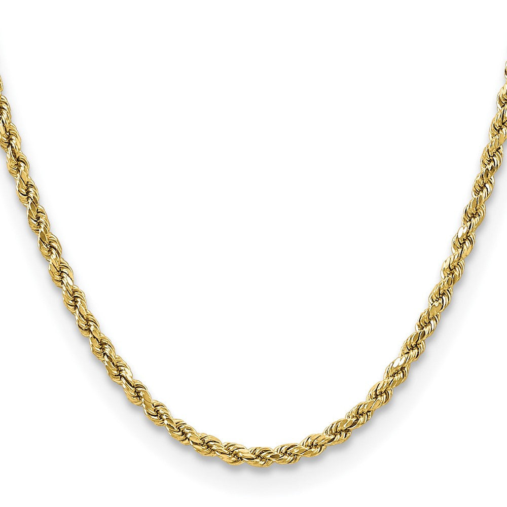 14k Yellow Gold 3.5mm Semi Solid Diamond-cut Rope Chain Necklace 16"