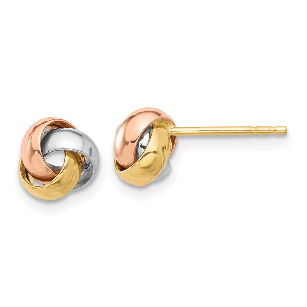 14K Tri-color Gold Polished Love Knot Stud Earrings