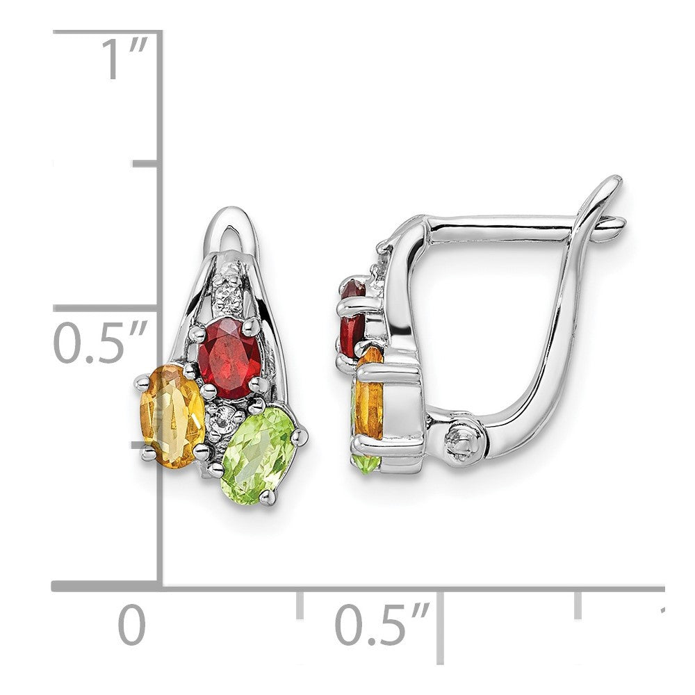Sterling Silver RH-plated 1.48t.w. PE/CI/GA/WT Hinged Dangle Earrings