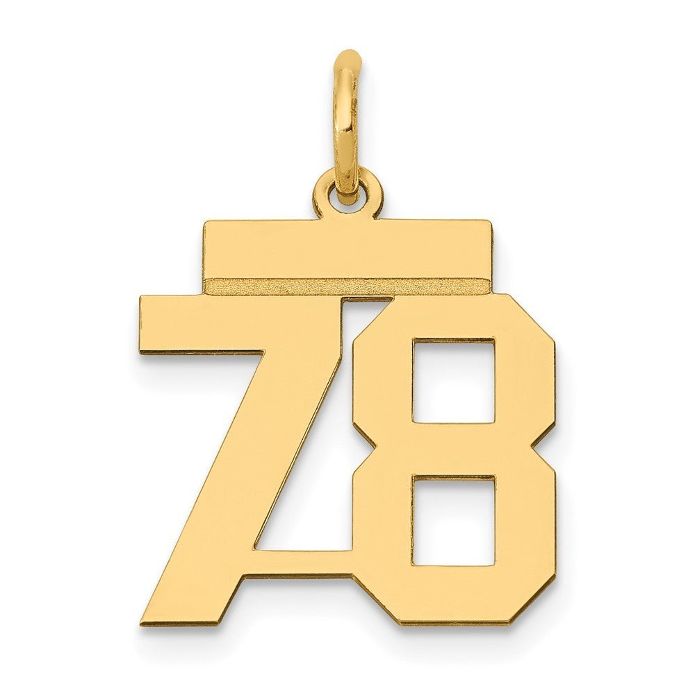 14k Yellow Gold Small Polished Number 78 Charm Pendant