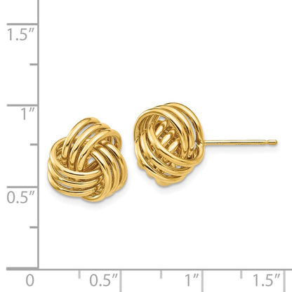 14k Yellow Gold Polished Triple Knot Stud Earrings