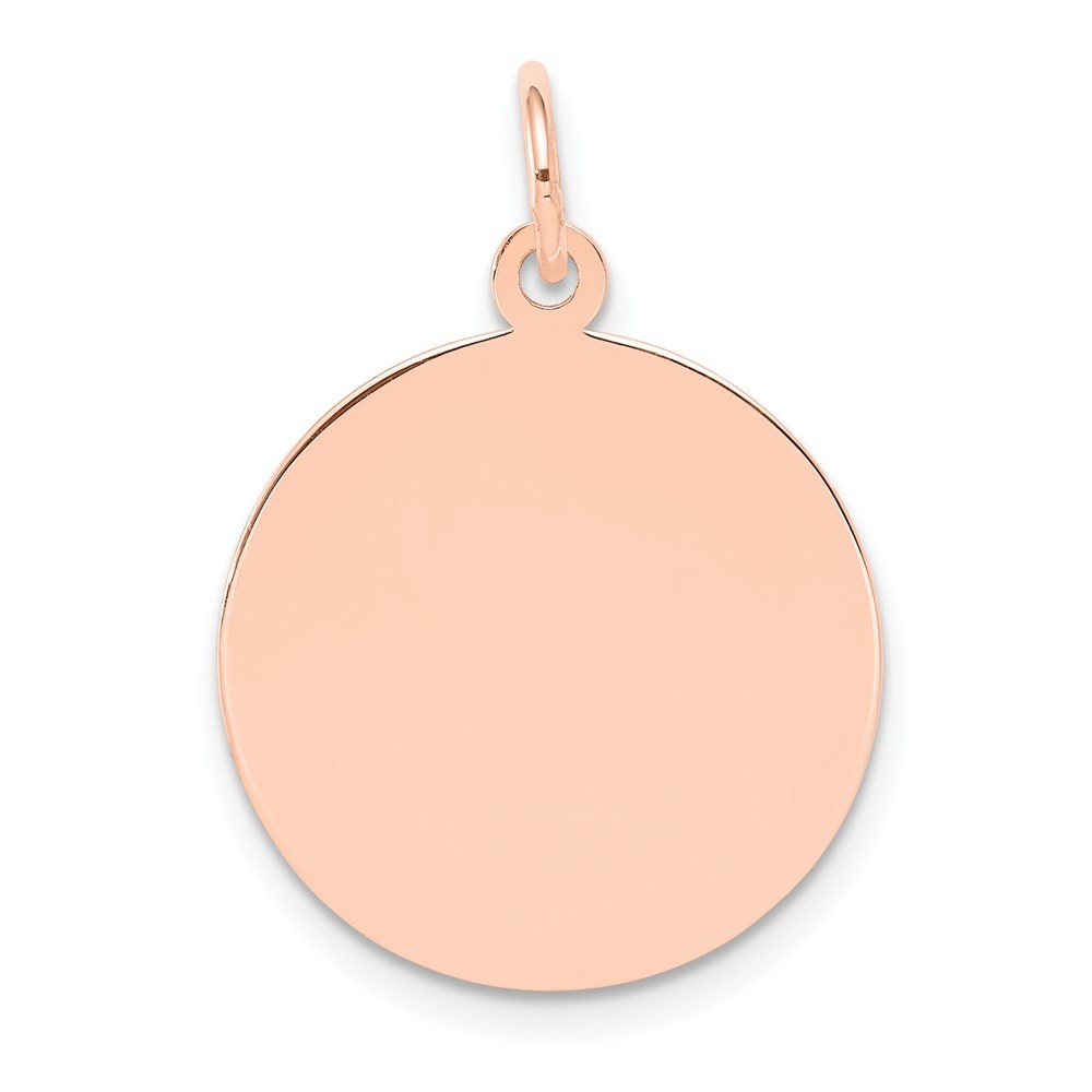 14k Rose Gold Plain .027 Gauge Circular Engraveable Disc Charm Pendant