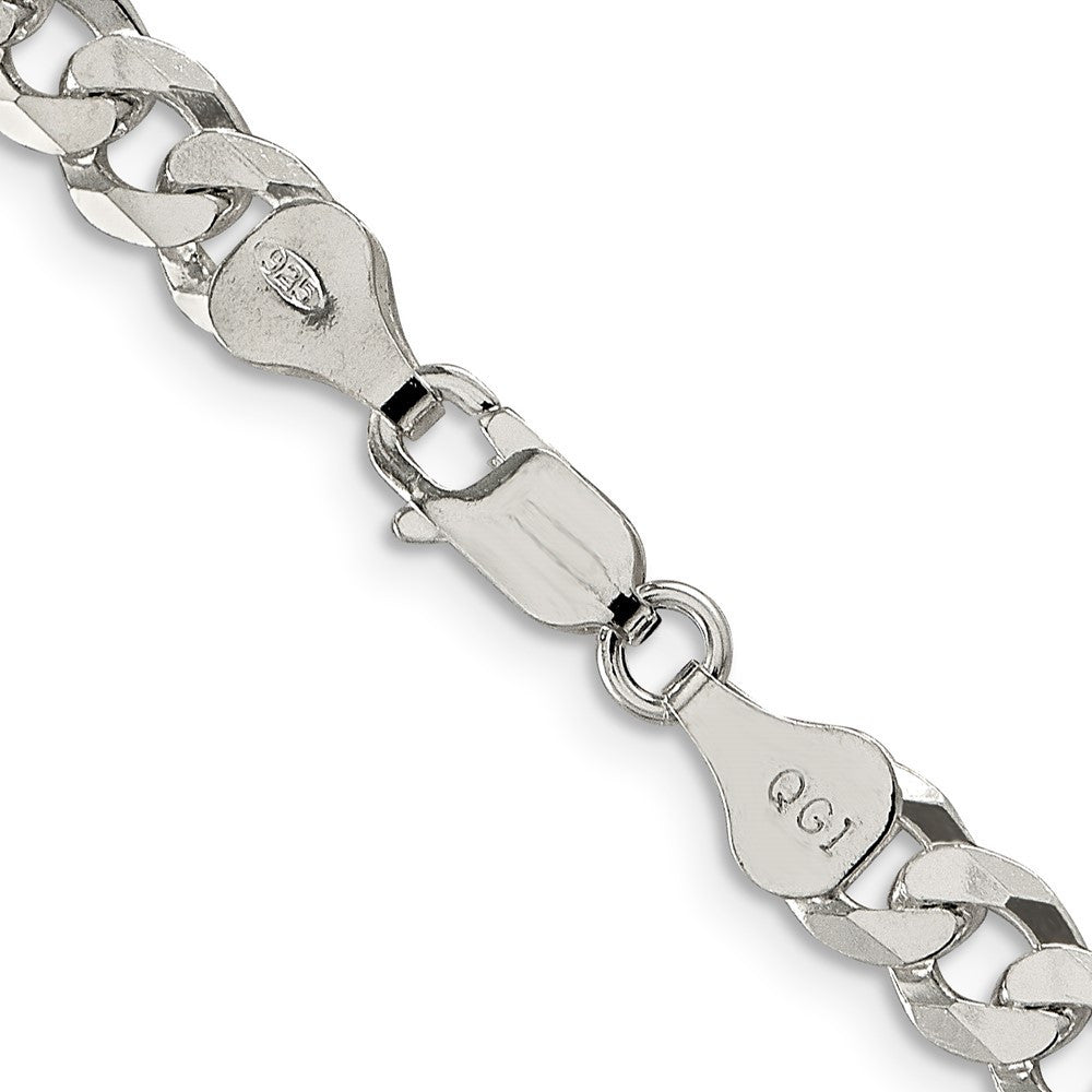 Sterling Silver 6mm Beveled Curb Chain Necklace 22"