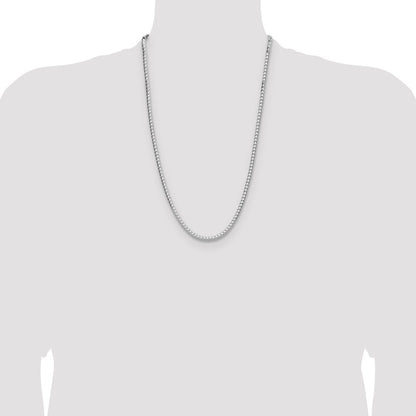 Sterling Silver 4.0mm Diamond-Cut Square Franco Chain Necklace 26"