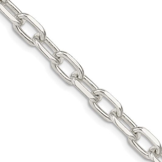 Sterling Silver 6.65mm Diamond-cut Long Link Cable Chain Necklace 24"
