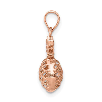 14K Rose Gold Polished 3D Pineapple Pendant