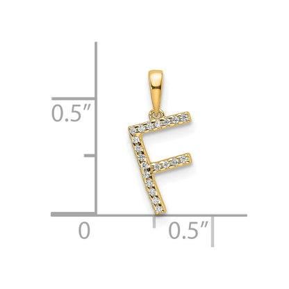 14k Yellow Gold Diamond Letter F Initial Pendant