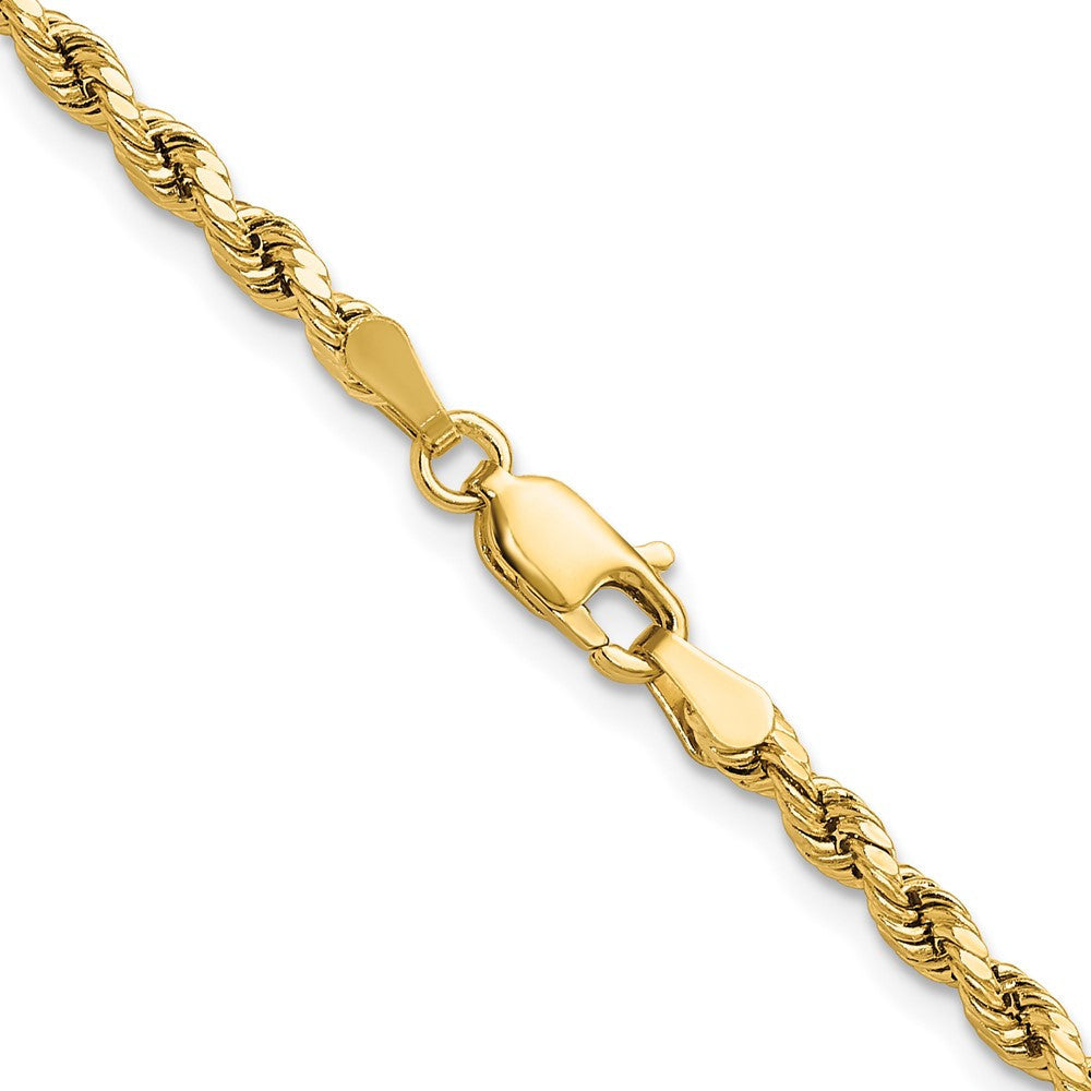 14k Yellow Gold 3mm Semi Solid Diamond-cut Rope Chain Necklace 18"