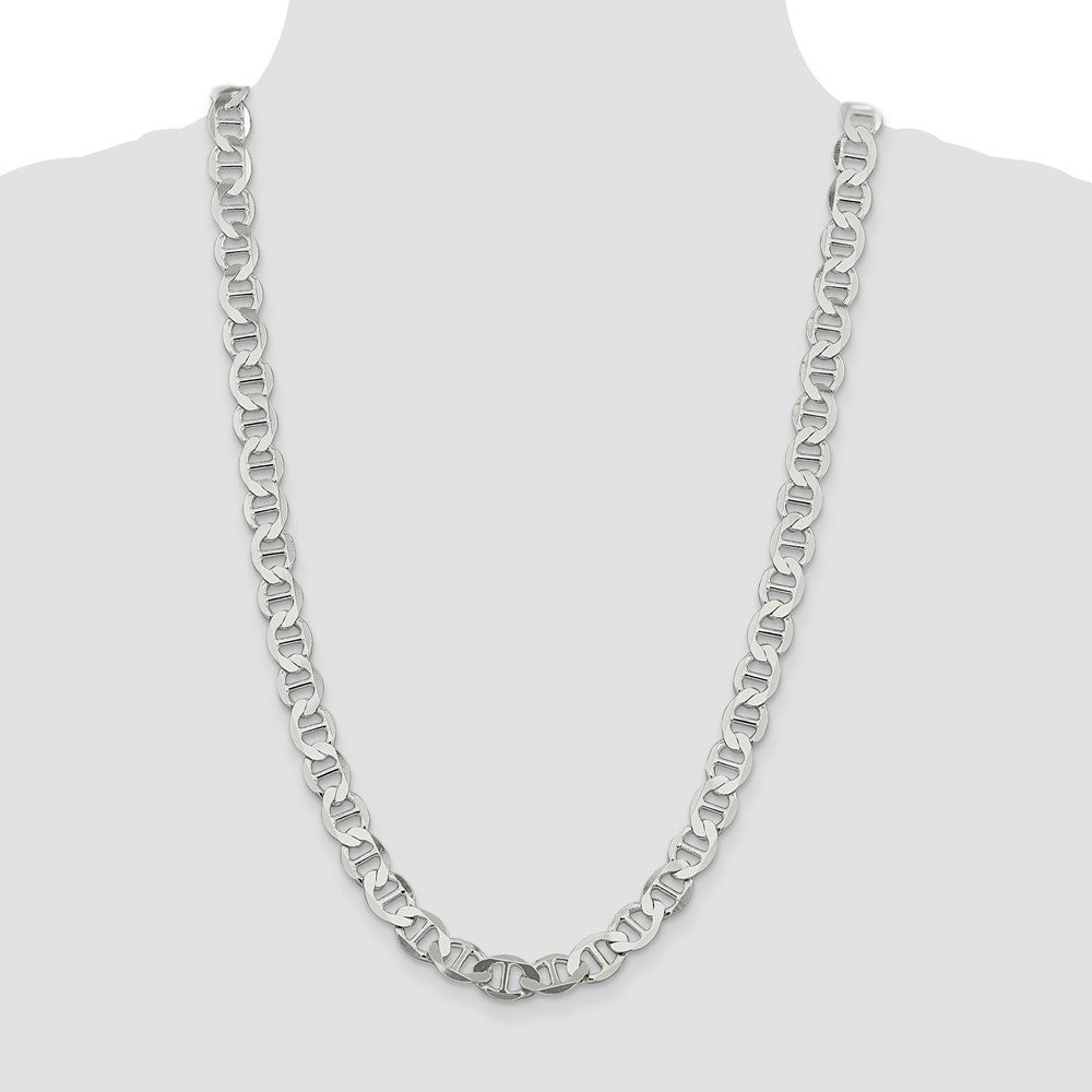 Sterling Silver 9.95mm Flat Anchor Chain Necklace 26"