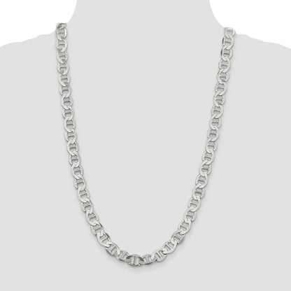 Sterling Silver 9.95mm Flat Anchor Chain Necklace 26"