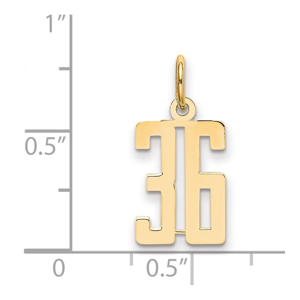 14k Yellow Gold Small Elongated Number 36 Charm Pendant