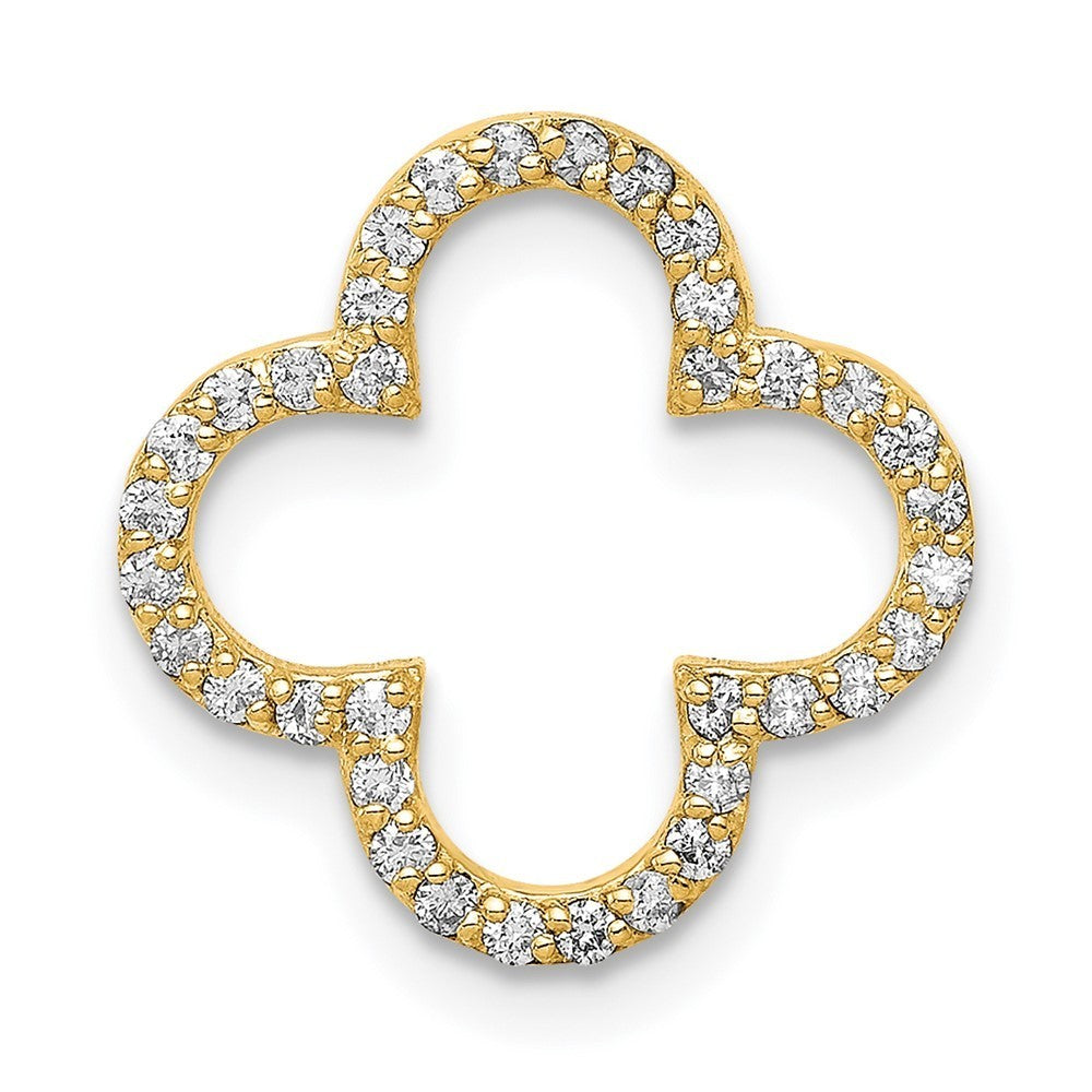 14k Yellow Gold Small Diamond Quatrefoil Design Pendant