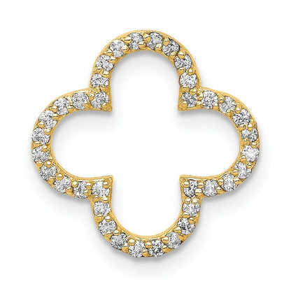14k Yellow Gold Small Diamond Quatrefoil Design Pendant