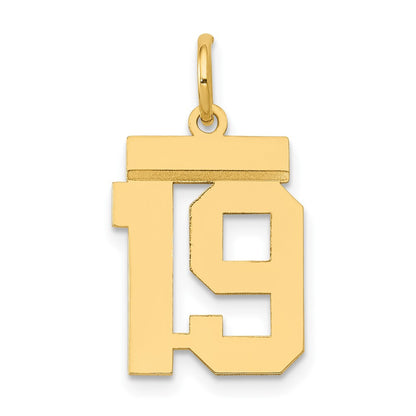 14k Yellow Gold Small Polished Number 19 Charm Pendant