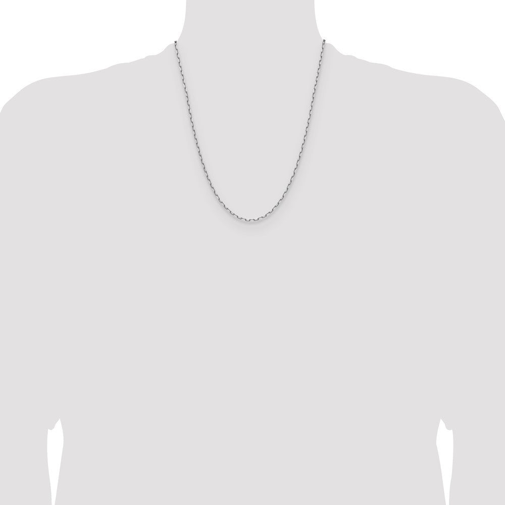 14k White Gold 2.1mm Solid Beveled Paperclip Chain Necklace 22"