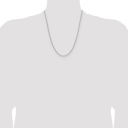 14k White Gold 2.1mm Solid Beveled Paperclip Chain Necklace 22"
