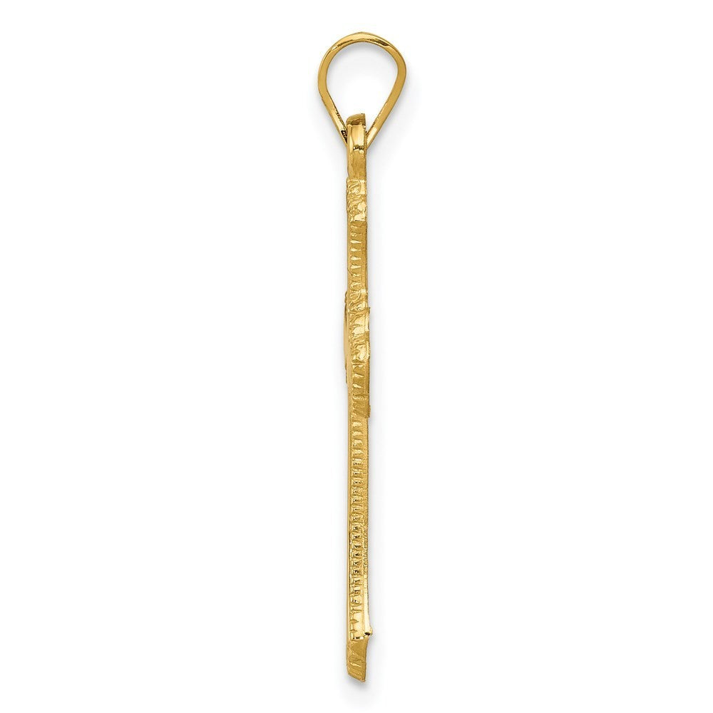 14k Yellow Gold Budded Cross Pendant