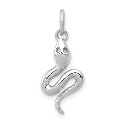 14k White Gold Solid Polished Snake Charm Pendant