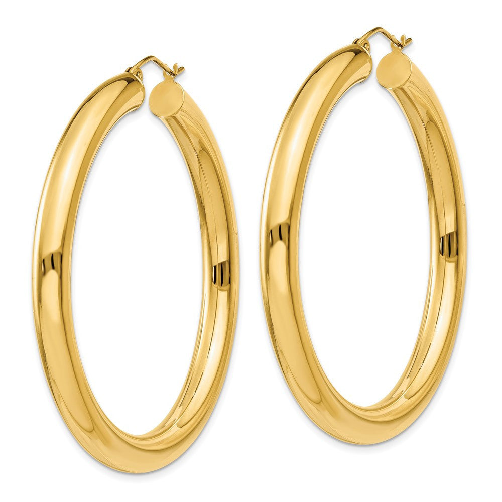 14k Yellow Gold Polished 5mm Tube Hoop Earrings