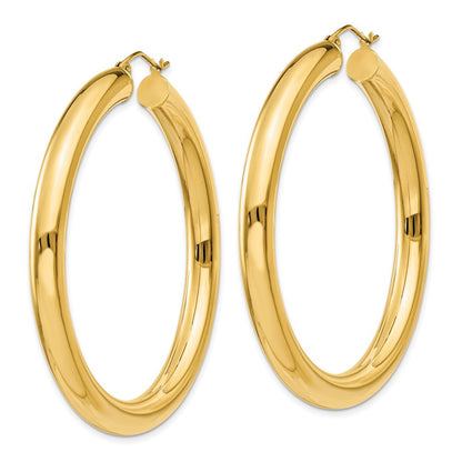 14k Yellow Gold Polished 5mm Tube Hoop Earrings