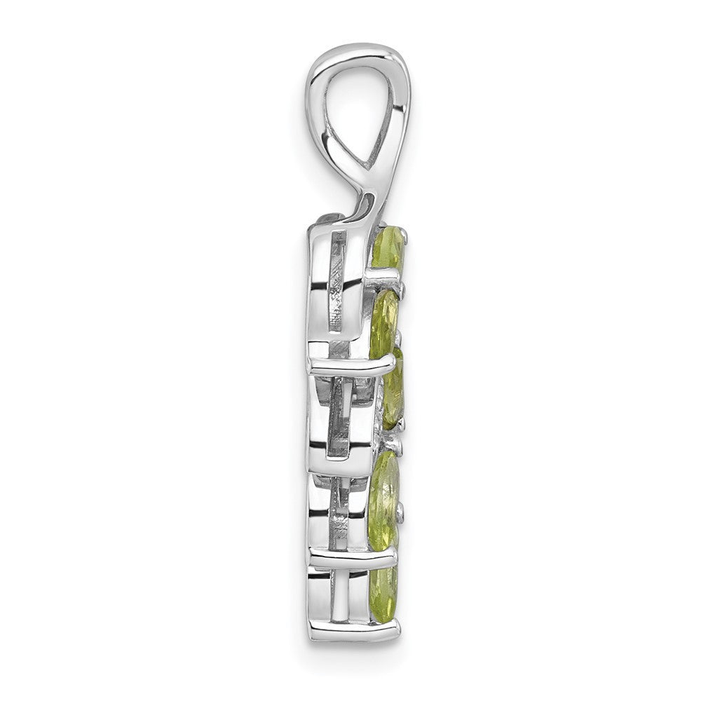 Sterling Silver Rhodium Polished Peridot and White Topaz Leaves Chain Slide