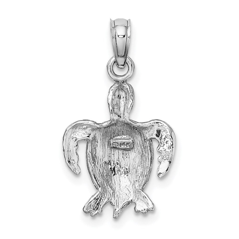14k White Gold Sea Turtle Charm Pendant