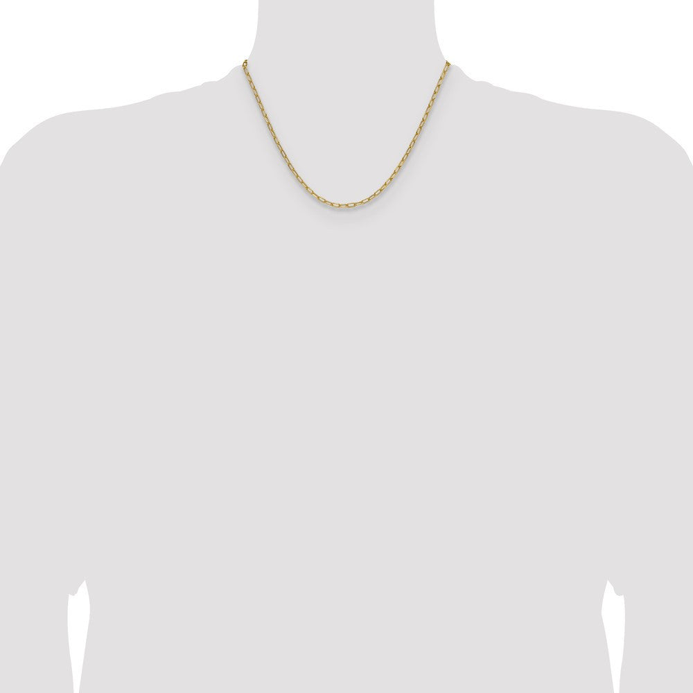 14k Yellow Gold 3.0mm Semi-Solid Beveled Paperclip Chain Necklace 18"
