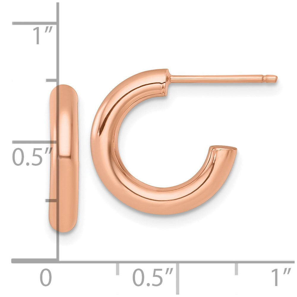 14k Rose Gold Polished 3.0 x 16mm Tube C-Hoop Earrings