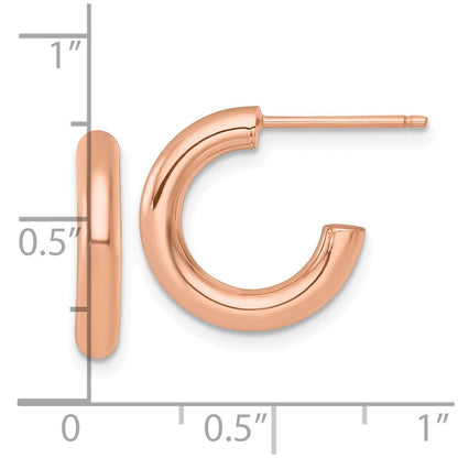 14k Rose Gold Polished 3.0 x 16mm Tube C-Hoop Earrings