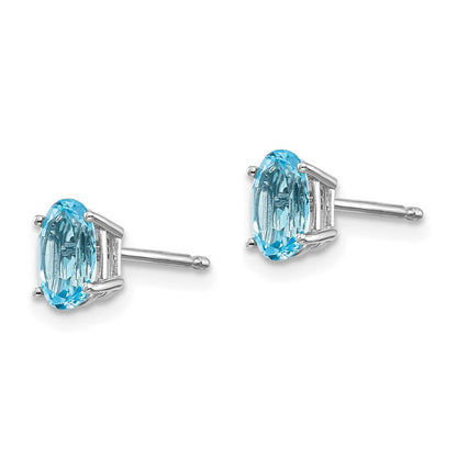 14k White Gold 6x4mm December/Blue Topaz Stud Earrings