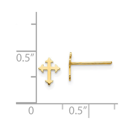 14k Yellow Gold Madi K Polished Cross Stud Earrings