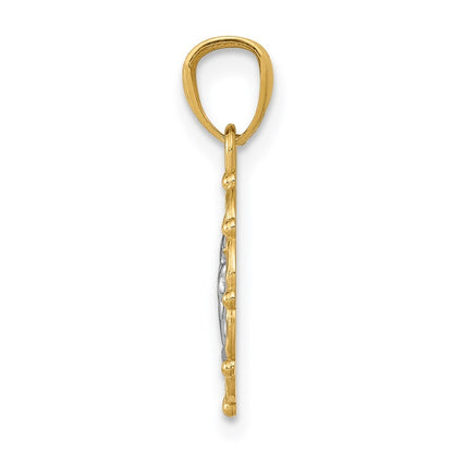 14k Yellow Gold Rhodium Framed Cherub Pendant
