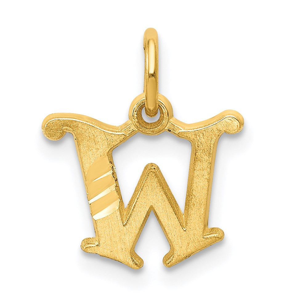 14k Yellow Gold Letter W Initial Charm Pendant