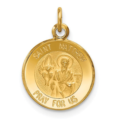 14k Yellow Gold Saint Matthew Medal Charm Pendant