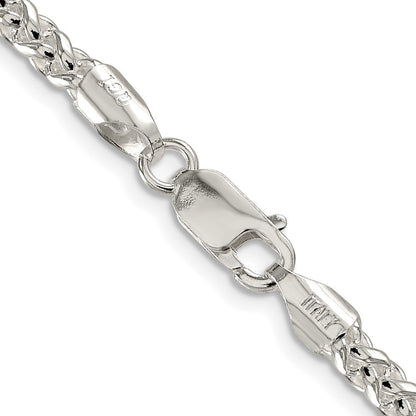 Sterling Silver Rhodium-plated 4mm Round Spiga Chain Necklace 20"