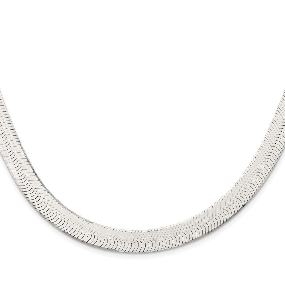 Sterling Silver Rhodium-plated 10.5mm Magic Herringbone Chain Necklace 20"