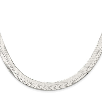 Sterling Silver Rhodium-plated 10.5mm Magic Herringbone Chain Necklace 20"