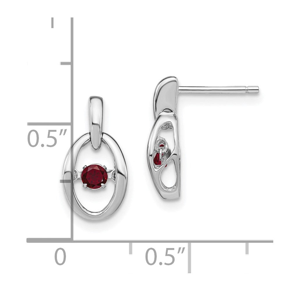 Sterling Silver Rhodium Plated Lab Created Ruby Dangle Earrings