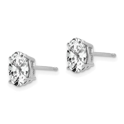14k White Gold 8x6mm Oval Cubic Zirconia Stud Earrings
