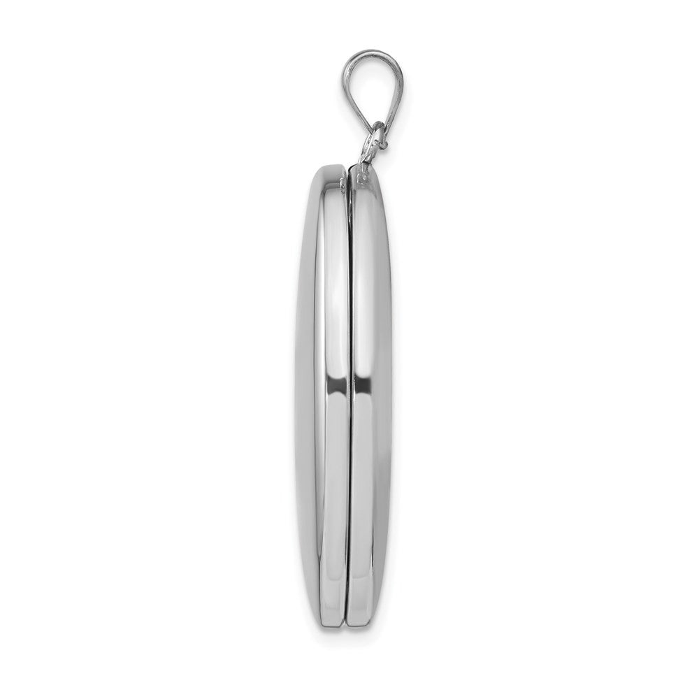 Sterling Silver Rhodium-plated Polished 34mm Oval Locket Pendant