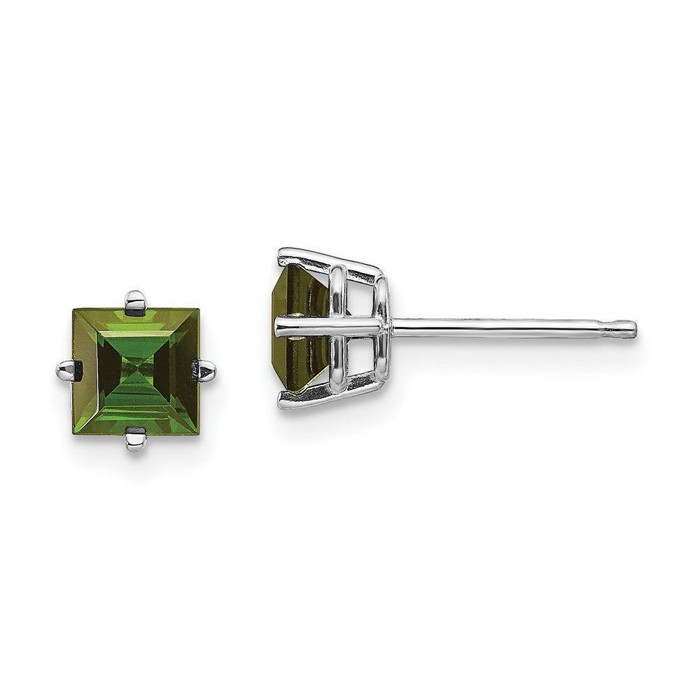 14k White Gold Green Tourmaline Stud Earrings