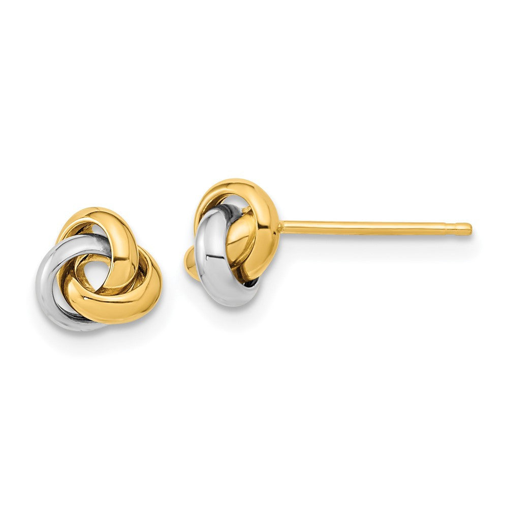 14k Two-tone Gold Polished Love Knot Stud Earrings