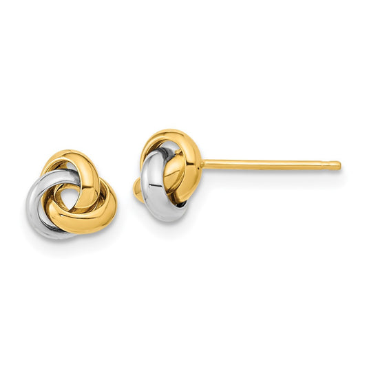 14k Two-tone Gold Polished Love Knot Stud Earrings