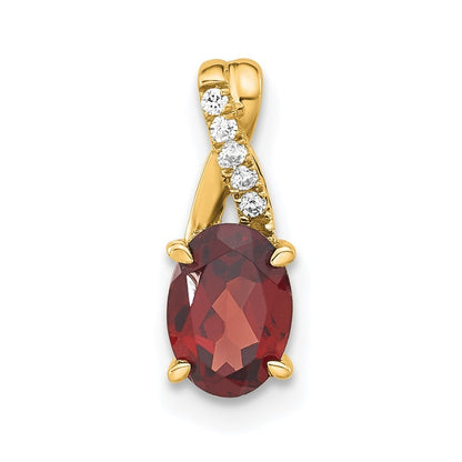 14k Yellow Gold Oval Garnet and Diamond Pendant