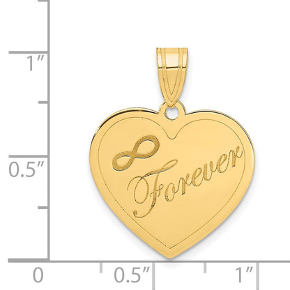 14k Yellow Gold Infinity FOREVER Laser Cut Charm Heart Pendant