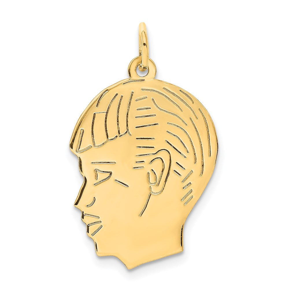 14k Yellow Gold .013 Depth Engravable Boy Head Charm Pendant