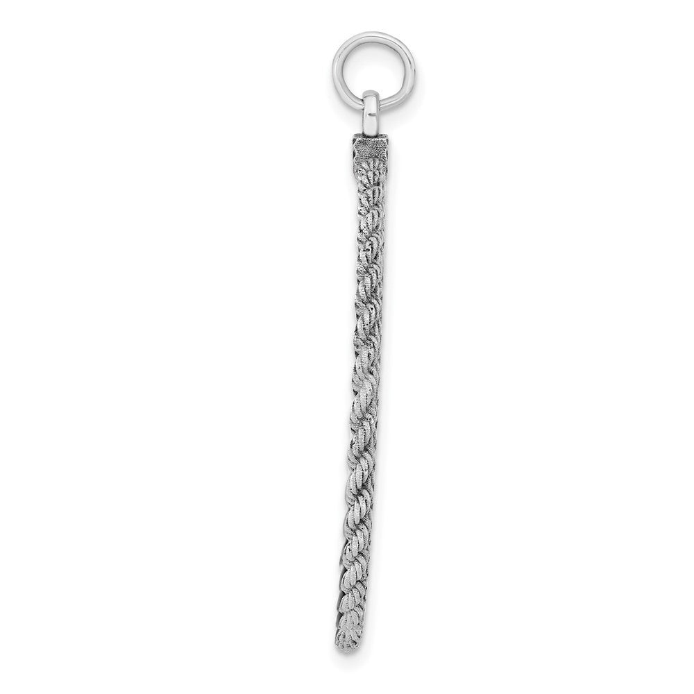 Sterling Silver Engraveable Round with Rope Polished Front Back Disc Pendant