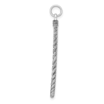 Sterling Silver Engraveable Round with Rope Polished Front Back Disc Pendant